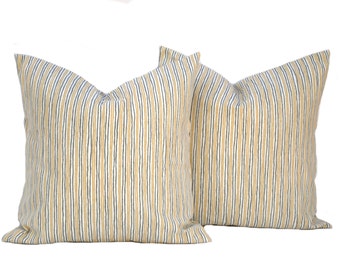 Two Striped pillow covers, Home decor, decorative pillow, throw pillow, Yellow pillow, grey pillow