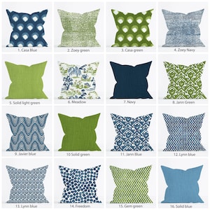 Blue and Green pillow covers, Navy Blue Pine Green Floral Ikat Geometric Artistic decorative throw pillow