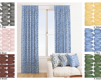 High quality Shibori Dot Curtains, Green Yellow Blue Grey Pink Brown Curtains, 2 Curtain Panels, Dark green Curtain
