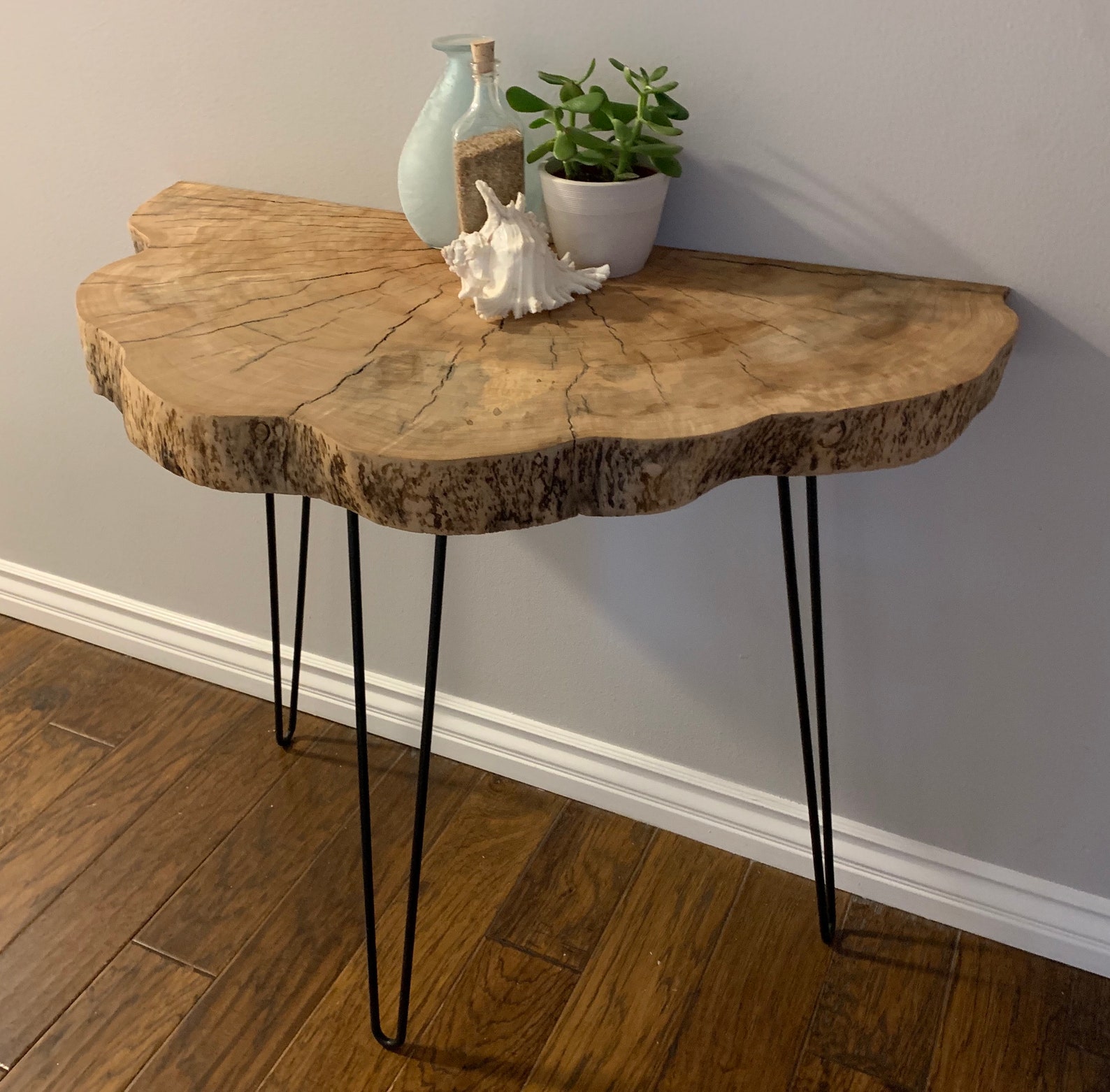 Large Life Edge Wood Entry Table Silver Maple Table With 3 Etsy