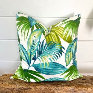 1 Turquoise Tropical pillow cover, Tropical Pillow, decorative throw pillow, Palm tree pillow, accent pillow, Tropical outdoor pillow
