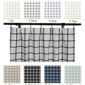 Checkered Curtains, Black and white Checkered Curtain,  2 Curtain Panels, Duck egg Curtains, Tan Curtains, Navy blue and white Curtain