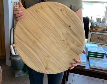 Large Handcrafted Wood Cutting Board, Round Poplar Wood Cutting Board, Baguette Bread Board, Charcuterie Cutting Board, Cheese Board