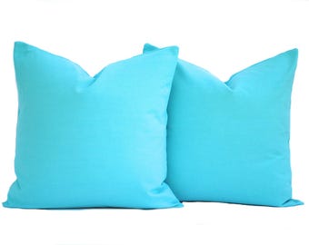 Two Turquoise pillow covers, decorative throw pillow, decorative pillow, accent pillow, pillow case, 12" 14" 16" 18" 20", Blue Throw Pillow