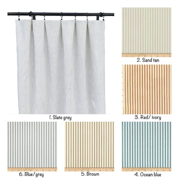 Magnolia Curtains Pin Striped Curtains Blue Grey Blue Brown Tan