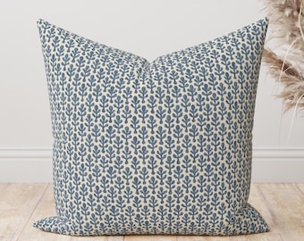 Fundas de almohada con lavado a la piedra azul, almohada decorativa con diseño floral abstracto azul oscuro, fundas de almohada con estampado de bloques indios, almohada decorativa, almohada azul oscuro