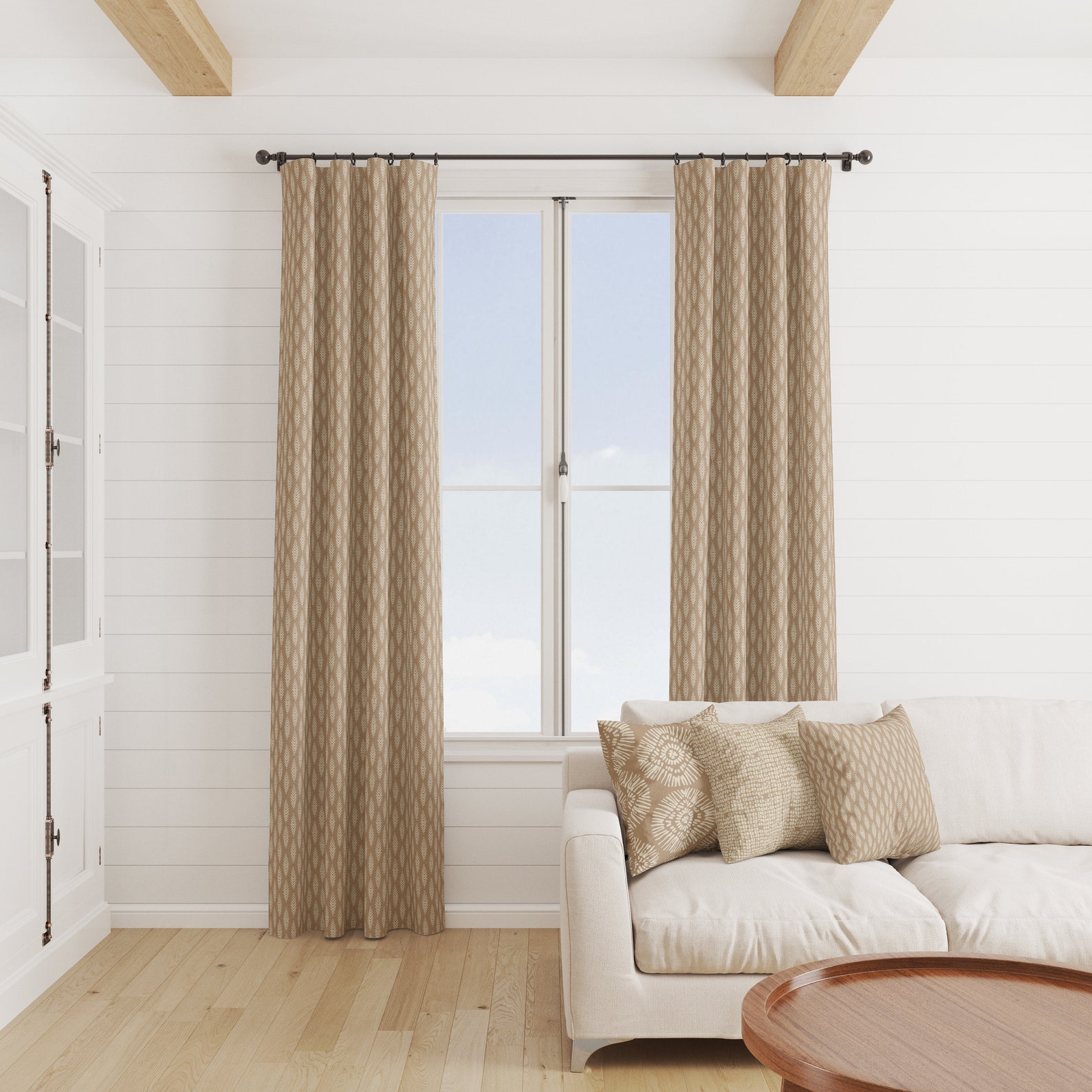 Scott Living Tan Curtains, Sand Brown Curtain Panels, Light Brown
