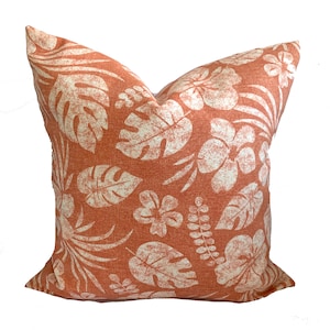 One Tommy Bahama outdoor pillow cover, decorative throw pillow, Tropical pillow, accent pillow, Orange Floral pillow, Hawaiian Pillow