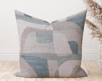 Geometrisch abstrakt, Kissenbezug, geometrisch, blau grau, grau