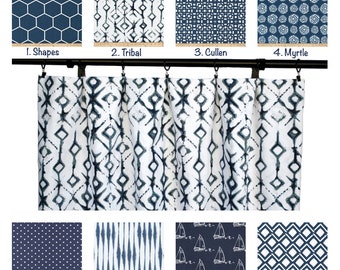 Indigo Curtains, Shibori , Navy blue Curtain,  2 Curtain Panels, Curtains, Home Decor, Boho Curtain