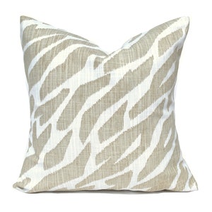 Tan Zebra Print Kissenbezug, Tan Ecru Tribal dekorative Kissen, Tan afrikanischen Kissen, Tan und schwarz werfen Kissen