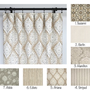 Magnolia Curtains, Floral, Tan Curtain,  2 Curtain Panels, Curtains, Home Decor, Taupe Grey Curtain