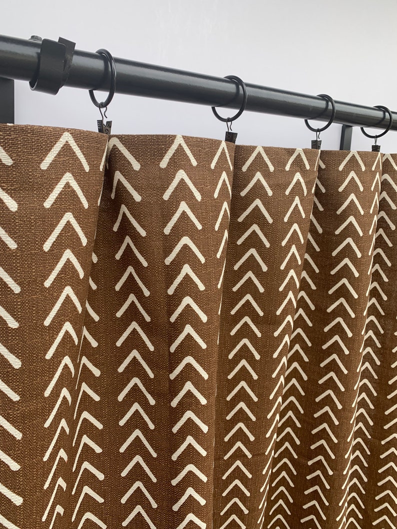 Caramel Brown Curtains Bohemian Arrow Curtains 2 Curtain Etsy