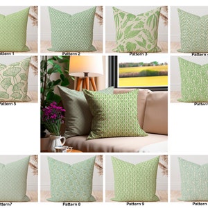 High quality home decor Pillow covers , Light green and blue Floral Geometric Block print Tropical Throw Pillows Cushion