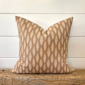 One Scott Living pillow cover, Tan Brown Leaf Pillow, decorative throw pillow,  Brown pillow, accent pillow