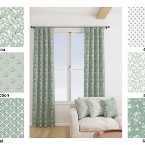 High quality Sage green Curtains, Two spruce green Curtain Panels,  Fall Home Decor, Green medallion curtains