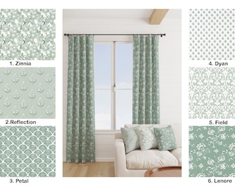 High quality Sage green Curtains, Two spruce green Curtain Panels,  Fall Home Decor, Green medallion curtains