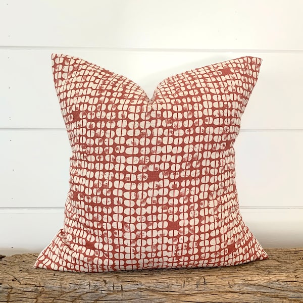 One Scott Living pillow cover, Rustic Red Polka dot Pillow, decorative throw pillow,  Red pillow, accent pillow