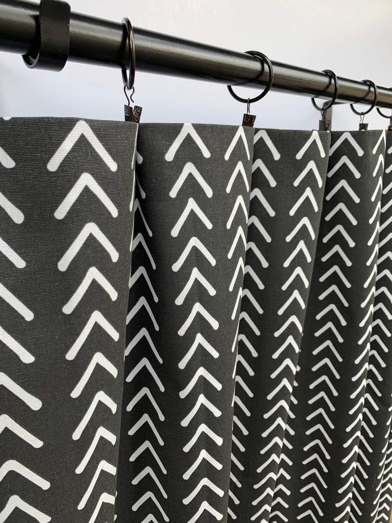 Black and White Boho Curtains Black Striped Curtain 2 Etsy