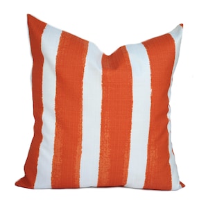 One quality Outdoor pillow cover, Orange Striped, decorative throw pillow,  Orange Outdoor pillow, accent pillow, Tropical pillow case