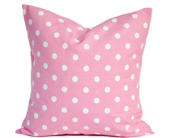 One pink Premier Prints polka dot pillow cover, cushion, decorative throw pillow, decorative pillow, accent pillow, Pink pillow