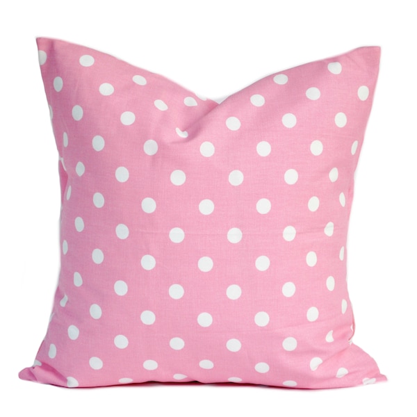 One pink Premier Prints polka dot pillow cover, cushion, decorative throw pillow, decorative pillow, accent pillow, Pink pillow