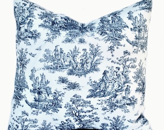 One Premier Prints Toile Pillow Cover, cushion, decorative pillow, throw pillow, Navy blue Pillow, Outdoor Pillow