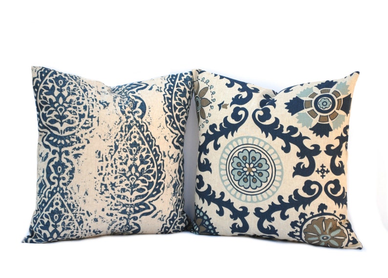 Indigo Blue Pillow Throw Pillow Navy Pillow Home decor Etsy