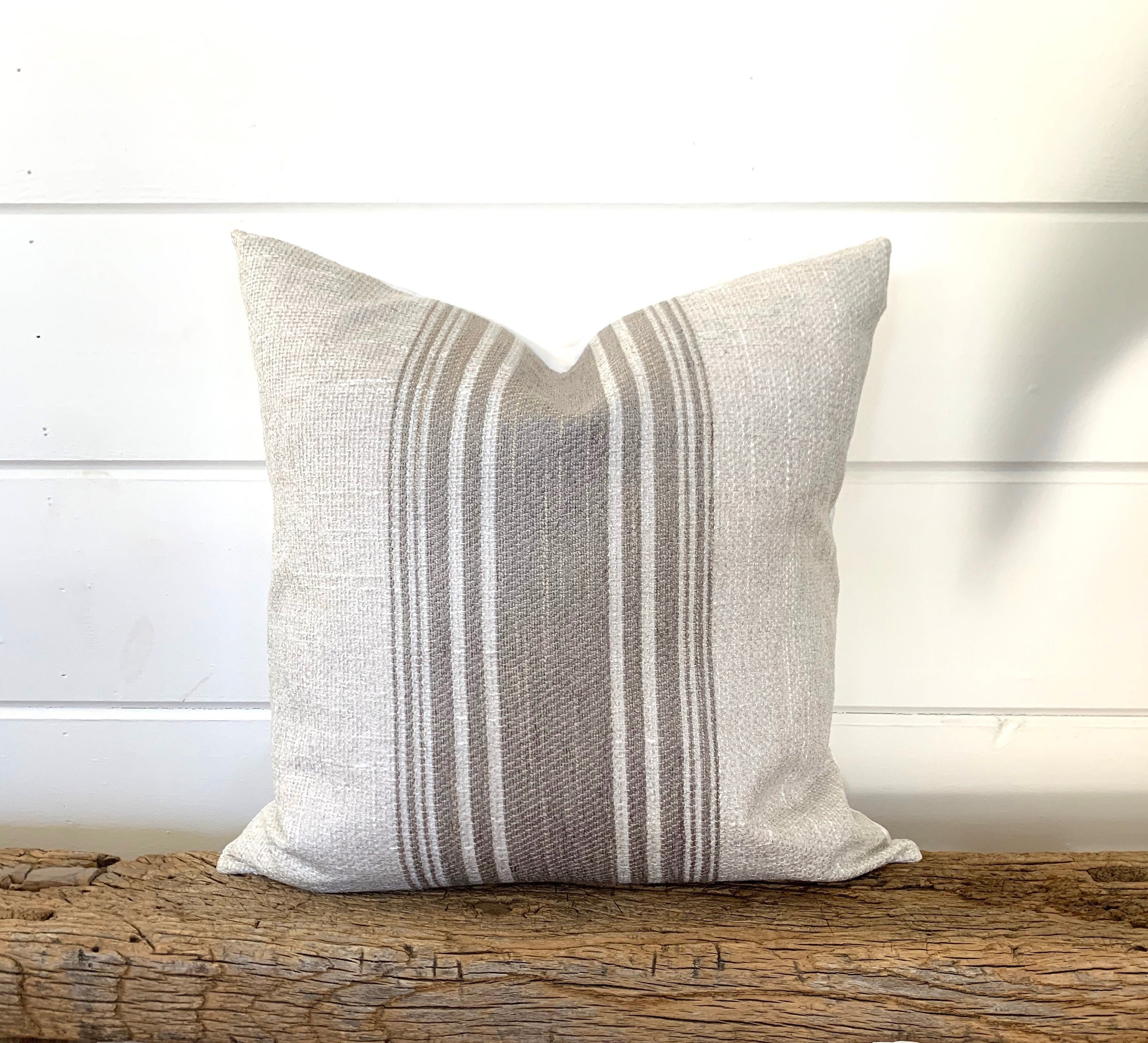White and grey striped cheap cushions