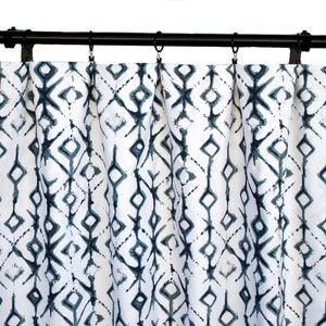 Shibori Indigo Curtains, Navy Blue Curtain,  2 Curtain Panels, Curtains, Home Decor, Ikat blue Curtains