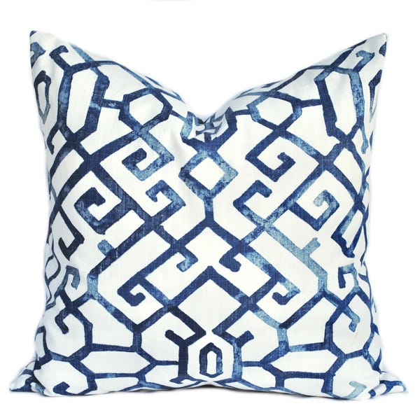 One blue pillow cover, Dark Blue Pillow, Navy decorative throw pillow, accent pillow, Geometric  pillow, pillow case