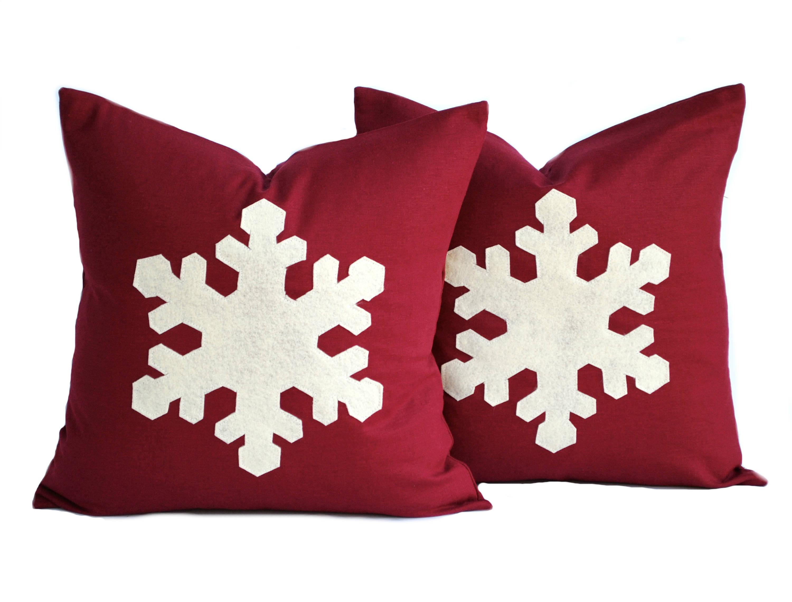 Two red linen 20x20 Snowflake Christmas Pillow covers holiday Etsy