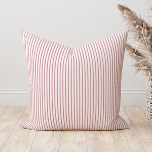 Dark Red home decor pillow cover, cushion, Red and white Pin stripe decorative throw pillow