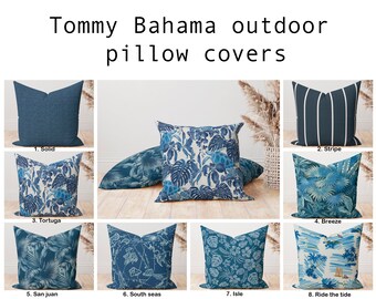 Una fodera per cuscino Tommy Bahama di alta qualità, cuscino da esterno blu navy, cuscino decorativo Indaco, cuscino tropicale da esterno
