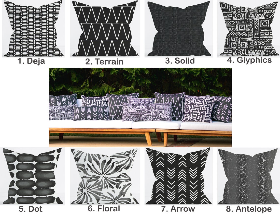 Black Outdoor Pillow Cover Black Pillow Decorative Throw Etsy