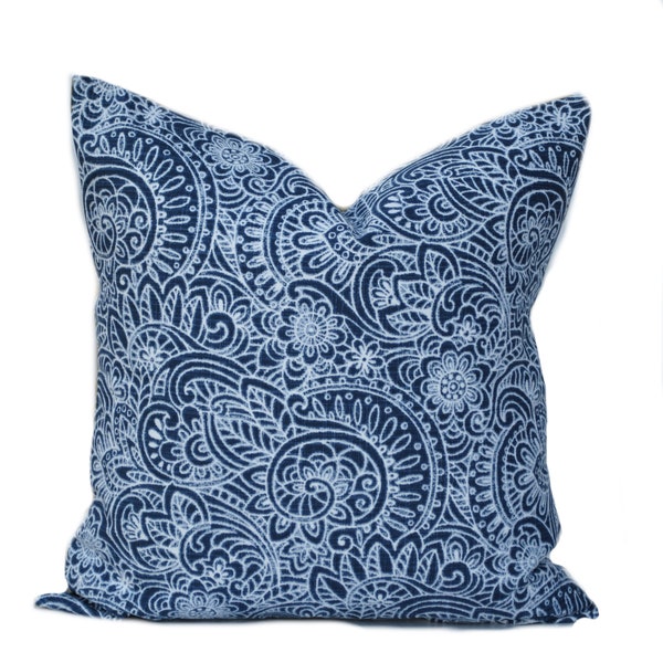 One quality premier pillow cover, cushion, decorative throw pillow,  Navy blue pillow, accent pillow, Paisley pillow case