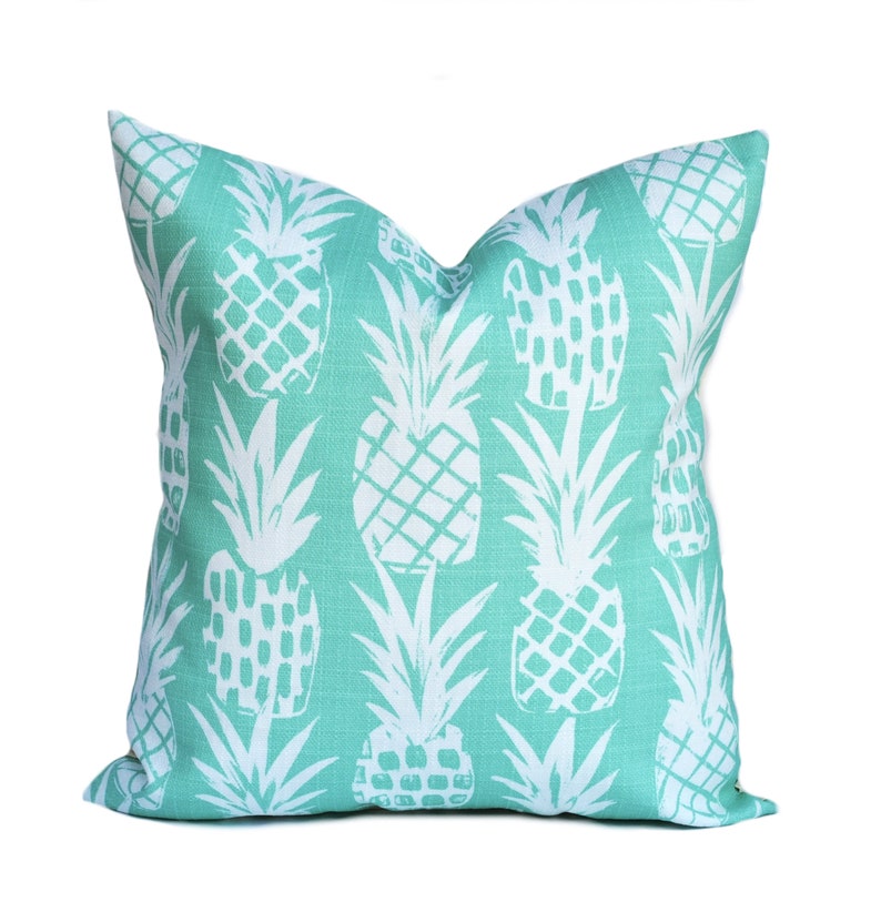 Two Quality Outdoor Pillow Cover Aqua Blue Pineapple Blue Etsy