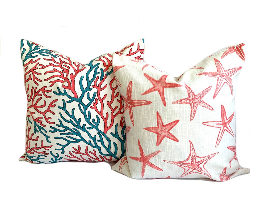 Coastal Pillow Cover Cushion Decorative Throw Pillow Navy Etsy