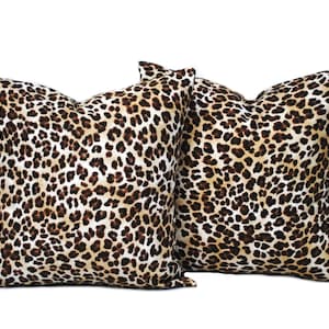 Two Animal print pillow covers,  Home decor, decorative pillow, throw pillow, Brown pillow, Tan Pillow, Leopard print  pillow