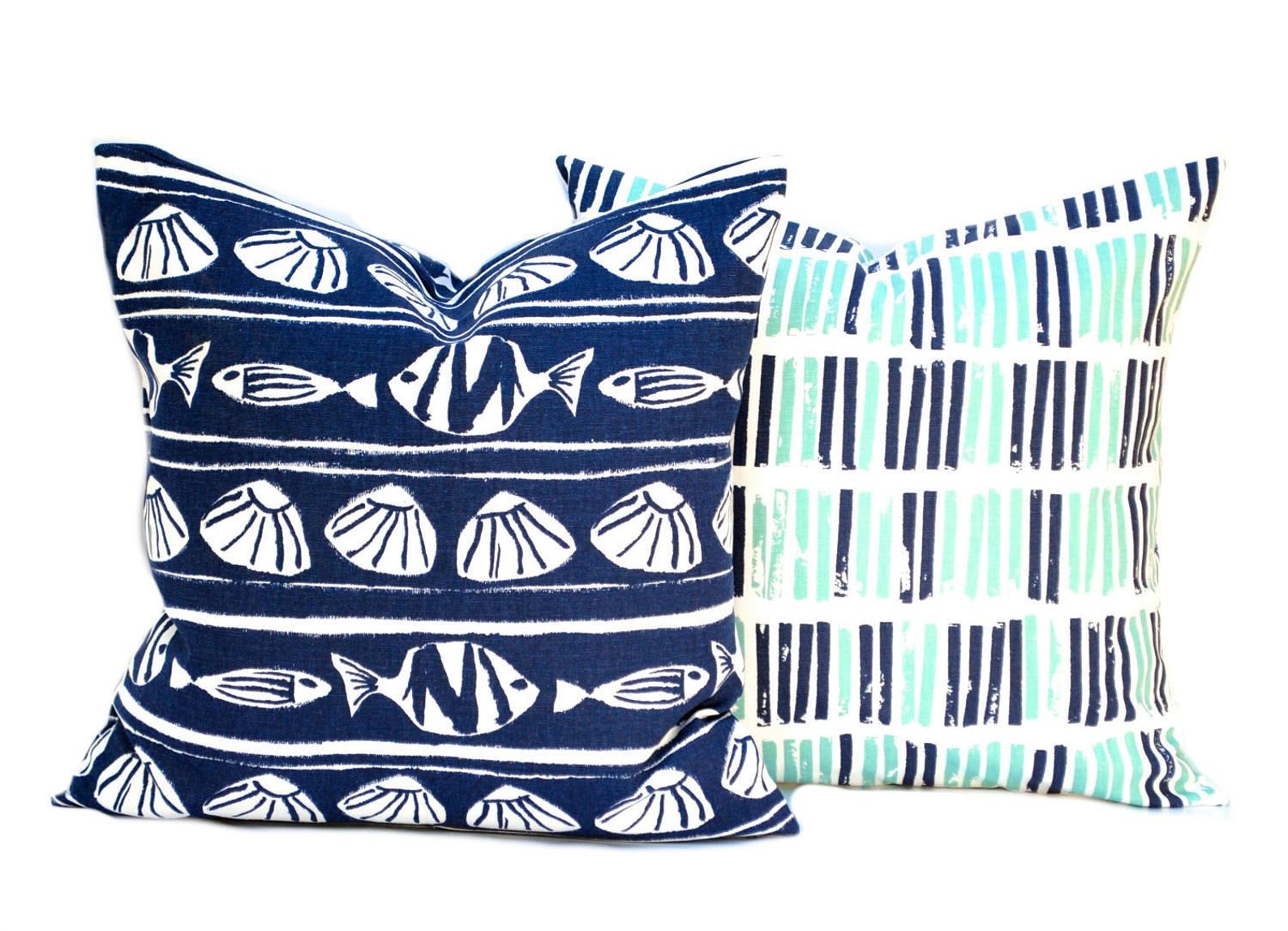 One Nautical Pillow Indigo Blue Navy Gray Pillow Throw Etsy