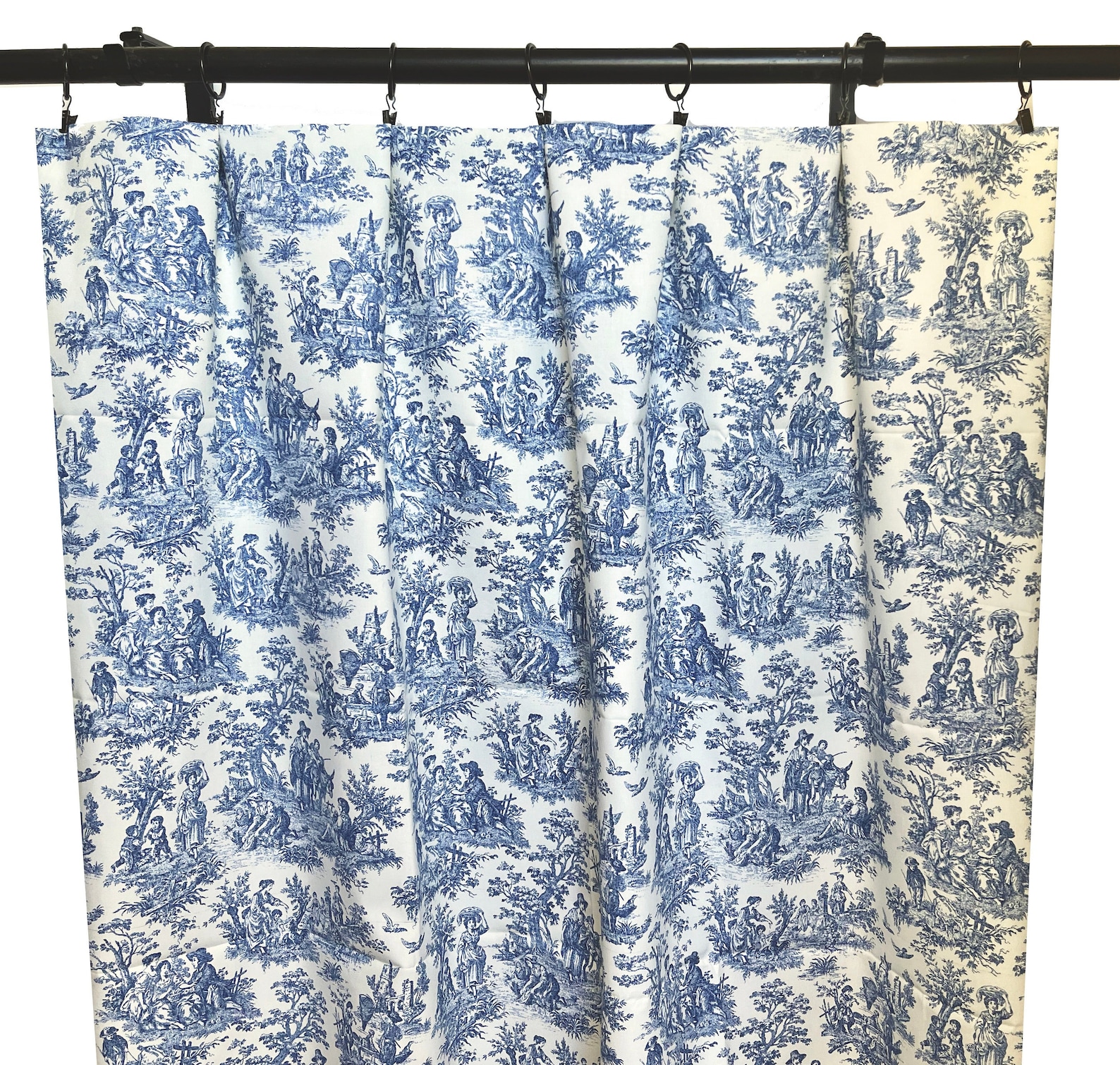 Waverly Rustic Life Toile Curtain Panels Navy and Cream Etsy