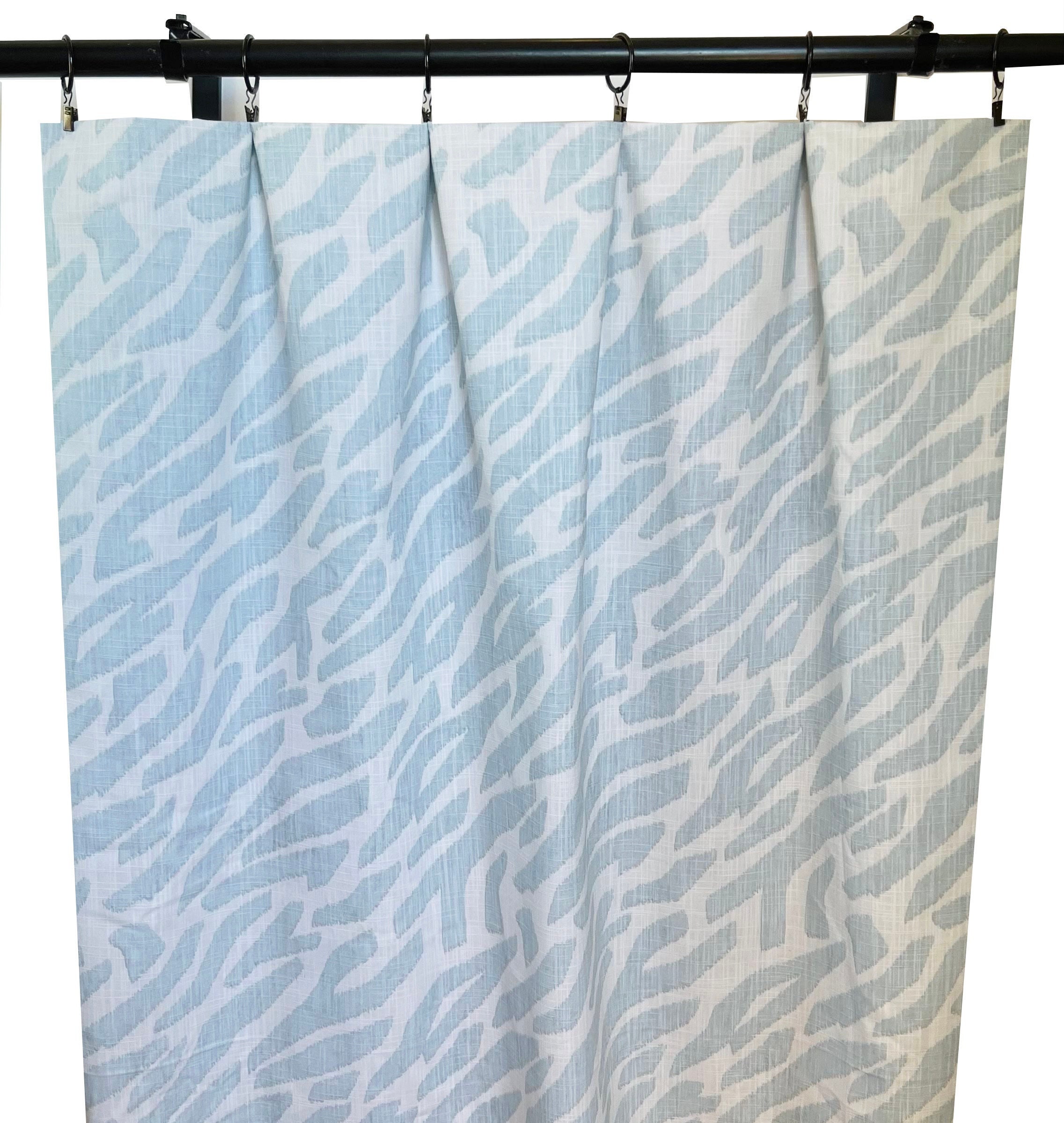 Ice Blue Zebra print Curtains, Light Blue animal print Curtain Panels, Geometric Blue curtains
