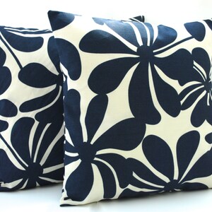 Two Premier prints navy floral pillow covers, cushion, 18x18, decorative throw pillow, decorative pillow, home decor image 1