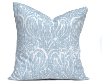Blue Floral Pillow cover, Grey Blue Decorative pillows, Premier Prints Light Blue Pillow, Throw Pillow