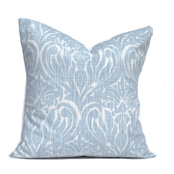Blue Floral Pillow cover, Grey Blue Decorative pillows, Premier Prints Light Blue Pillow, Throw Pillow