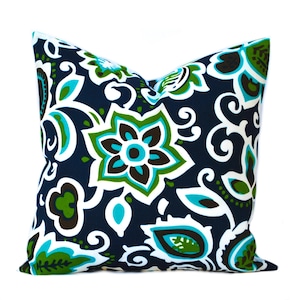 1 outdoor pillow covers, cushion, decorative throw pillow,  Navy pillow, accent pillow, outdoor pillow, Floral pillow