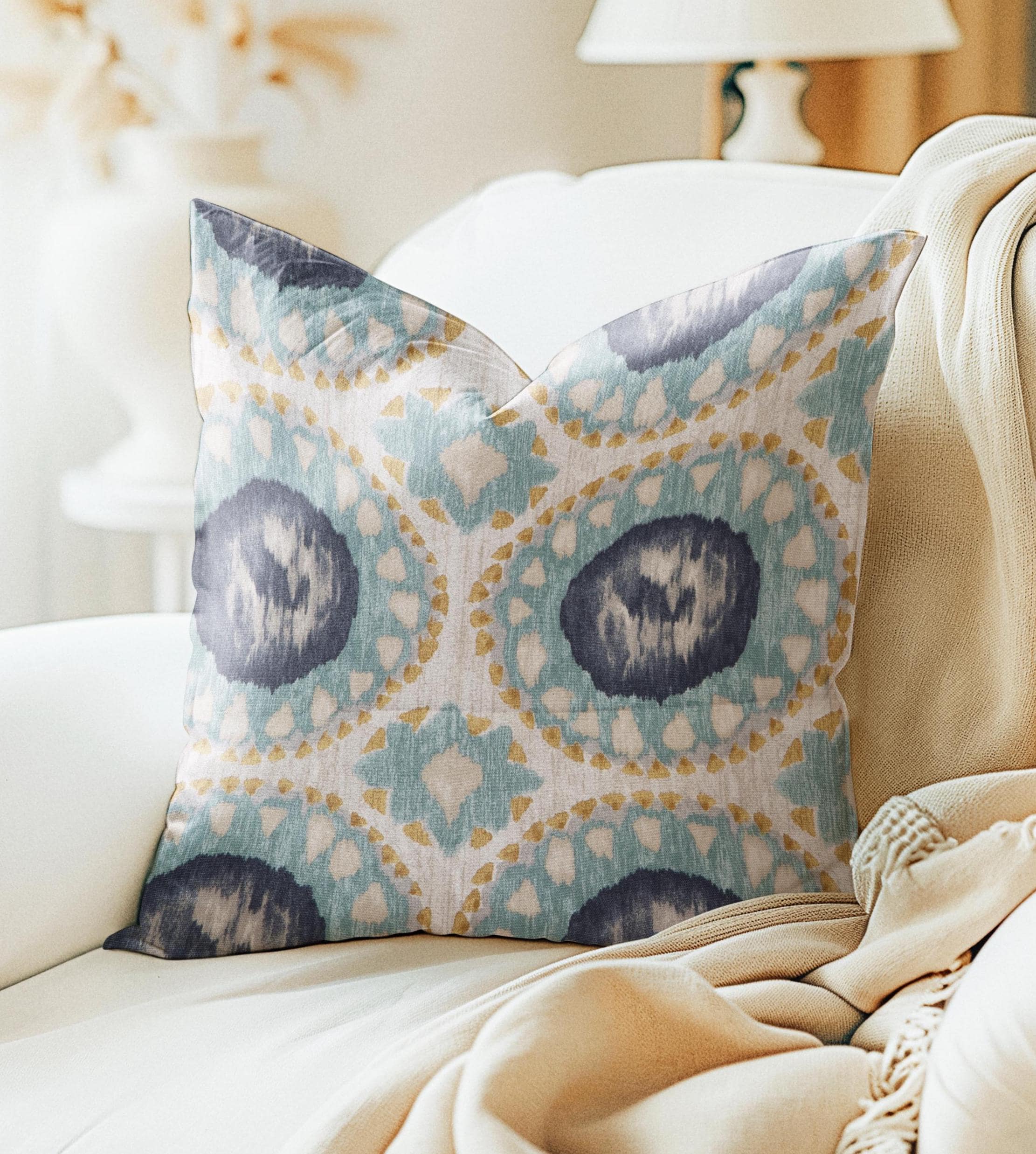 Navy and Turquoise Throw Pillow