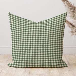 High quality Fir Green home decor Pillow cover , Dark evergreen green small checkered gingham plaid print Throw Pillows Cushion