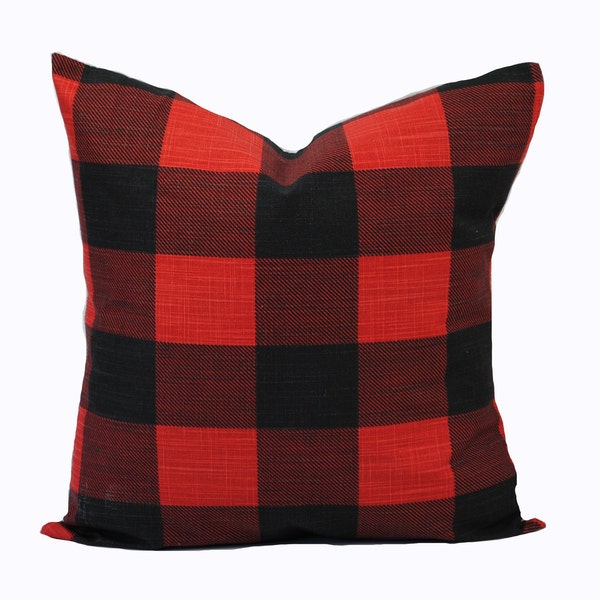 One quality Red buffalo pillow cover, cushion, decorative throw pillow,  Red and black pillow, accent pillow, Checkered pillow, Plaid