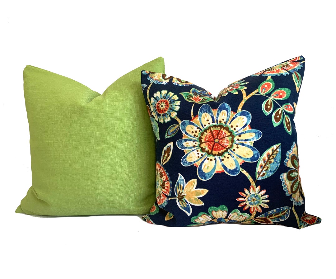 Two Blue and Green Outdoor Pillow Covers Turquoise Blue Green Etsy